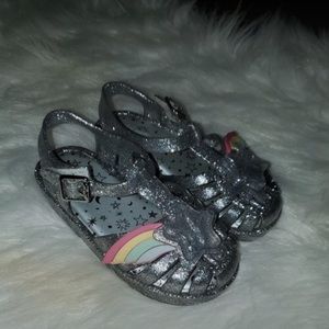 Girl’s scented Mini Melissa glitter globe sandals 9c EUC